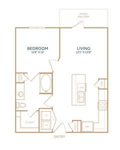 A1 - One Bedroom / One Bath - 772 Sq. Ft.*